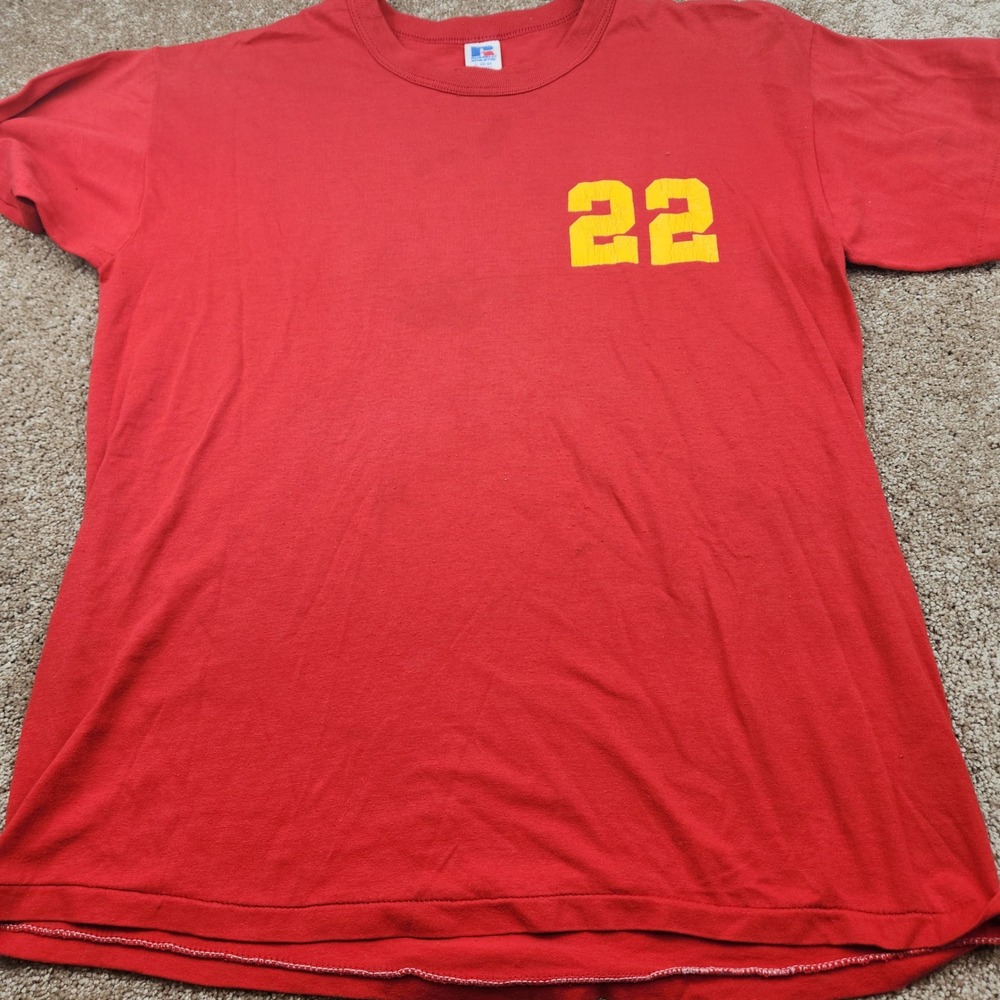 Vtg Russell Athletic Docs 22 Race Team T-Shirt Red Mens Large Made in USA